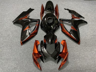 Aftermarket 2006-2007 Black and Burnt Orange Suzuki GSXR 600-750 Motorcycle Fairings