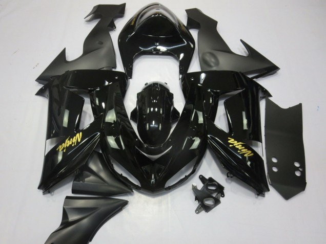 Aftermarket 2006-2007 Black and Gold Kawasaki ZX10R Motorcycle Fairings