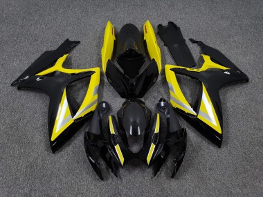 Aftermarket 2006-2007 Black and Yellow OEM Style Suzuki GSXR 600-750 Motorcycle Fairings