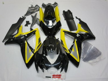 Aftermarket 2006-2007 Black and Yellow Oh Ah Suzuki GSXR 600-750 Motorcycle Fairings