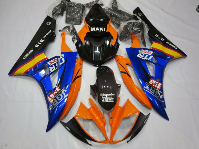 Aftermarket 2006-2007 Blue Orange Yamaha R6 Motorcycle Fairings