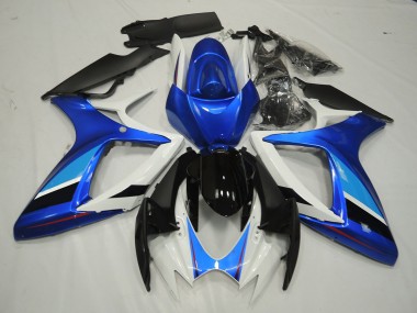 Aftermarket 2006-2007 Blue and White Suzuki GSXR 600-750 Motorcycle Fairings