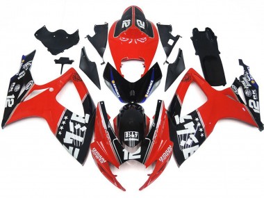 Aftermarket 2006-2007 Custom Red and Black Suzuki GSXR 600-750 Motorcycle Fairings