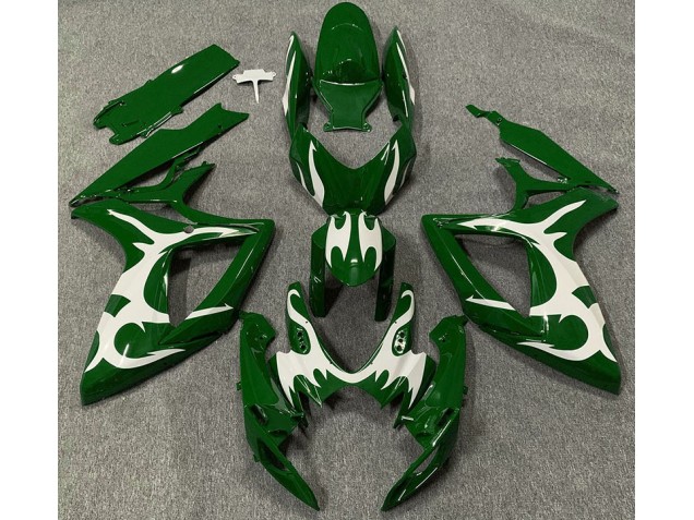 Aftermarket 2006-2007 Dark Green & White Suzuki GSXR 600-750 Motorcycle Fairings