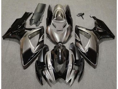 Aftermarket 2006-2007 Dark Silver and Black Suzuki GSXR 600-750 Motorcycle Fairings