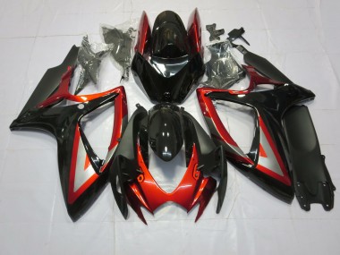 Aftermarket 2006-2007 Deep Red Black Suzuki GSXR 600-750 Motorcycle Fairings