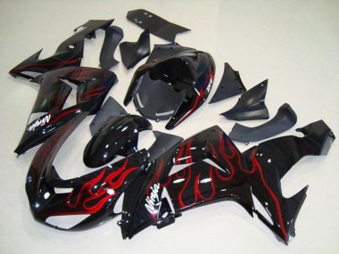 Aftermarket 2006-2007 Flame Red Kawasaki ZX10R Motorcycle Fairings