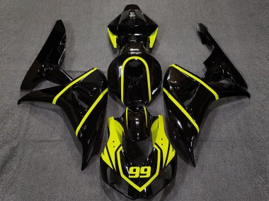 Aftermarket 2006-2007 Gloss Black and Bright Yellow Honda CBR1000RR Motorcycle Fairings