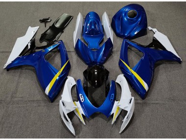 Aftermarket 2006-2007 Gloss Blue White and Yellow Suzuki GSXR 600-750 Motorcycle Fairings