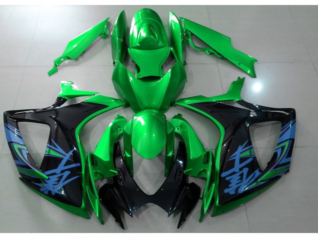 Aftermarket 2006-2007 Gloss Green & Black Suzuki GSXR 600-750 Motorcycle Fairings