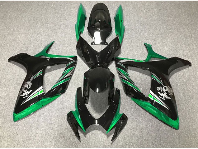 Aftermarket 2006-2007 Gloss Green and Black Design Suzuki GSXR 600-750 Motorcycle Fairings