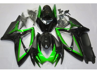 Aftermarket 2006-2007 Gloss Green and Black Suzuki GSXR 600-750 Motorcycle Fairings