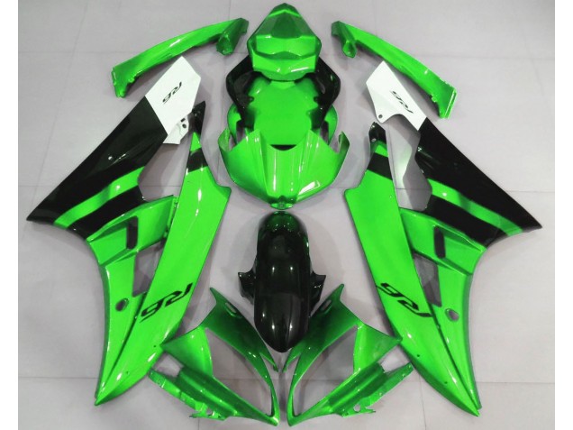 Aftermarket 2006-2007 Gloss Green and Black Yamaha R6 Motorcycle Fairings