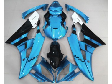 Aftermarket 2006-2007 Gloss Light Blue and Black Yamaha R6 Motorcycle Fairings