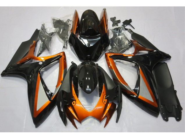 Aftermarket 2006-2007 Gloss Orange and Black Suzuki GSXR 600-750 Motorcycle Fairings