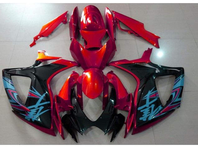 Aftermarket 2006-2007 Gloss Red & Black Suzuki GSXR 600-750 Motorcycle Fairings