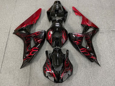 Aftermarket 2006-2007 Gloss Red Flame Honda CBR1000RR Motorcycle Fairings