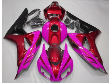 Aftermarket 2006-2007 Gloss Red and Pink Honda CBR1000RR Motorcycle Fairings