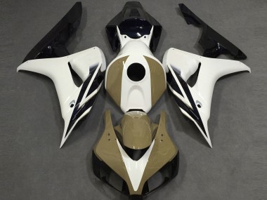 Aftermarket 2006-2007 Gloss White Tan Black Honda CBR1000RR Motorcycle Fairings