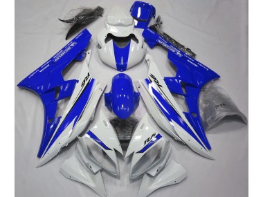 Aftermarket 2006-2007 Gloss White and Blue Yamaha R6 Motorcycle Fairings