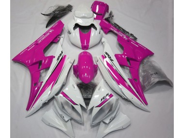 Aftermarket 2006-2007 Gloss White and Pink Yamaha R6 Motorcycle Fairings