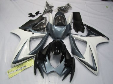 Aftermarket 2006-2007 Grey and White Suzuki GSXR 600-750 Motorcycle Fairings