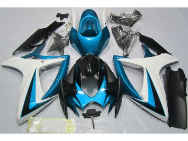 Aftermarket 2006-2007 Light Blue & White Suzuki GSXR 600-750 Motorcycle Fairings