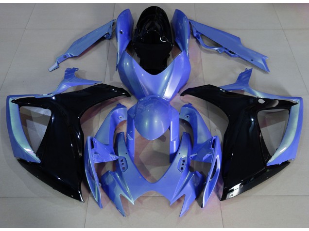 Aftermarket 2006-2007 Light Blue and Black Suzuki GSXR 600-750 Motorcycle Fairings