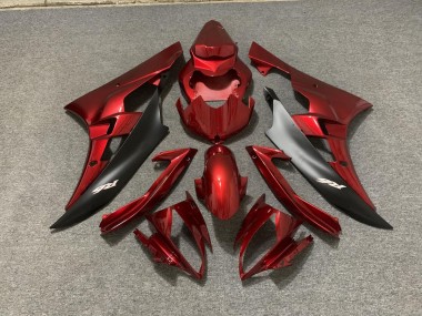 Aftermarket 2006-2007 Maroon and Black Yamaha R6 Motorcycle Fairings