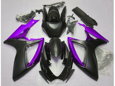 Aftermarket 2006-2007 Matte Black & Purple Suzuki GSXR 600-750 Motorcycle Fairings