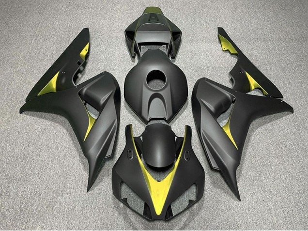 Aftermarket 2006-2007 Matte Black and Yellow Honda CBR1000RR Motorcycle Fairings