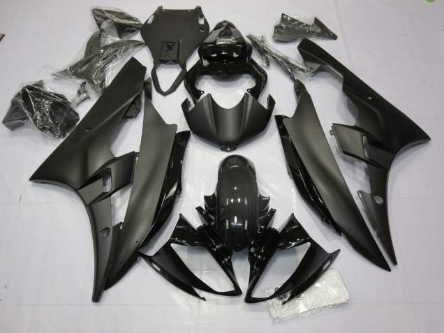 Aftermarket 2006-2007 Matte and Gloss Black Yamaha R6 Motorcycle Fairings