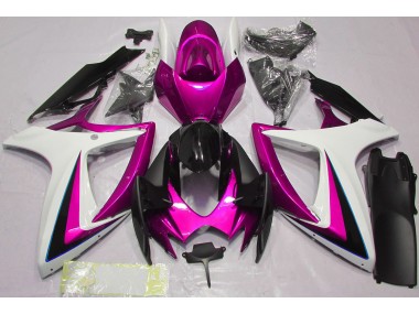 Aftermarket 2006-2007 Pink & White Suzuki GSXR 600-750 Motorcycle Fairings