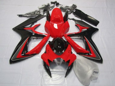 Aftermarket 2006-2007 Red Black and Grey Suzuki GSXR 600-750 Motorcycle Fairings