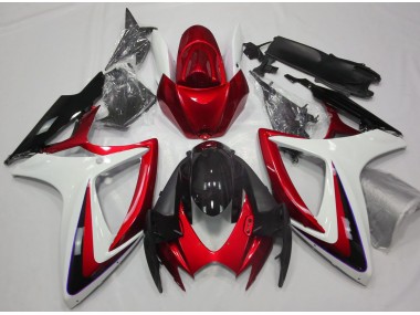 Aftermarket 2006-2007 Red & White Debadged Suzuki GSXR 600-750 Motorcycle Fairings