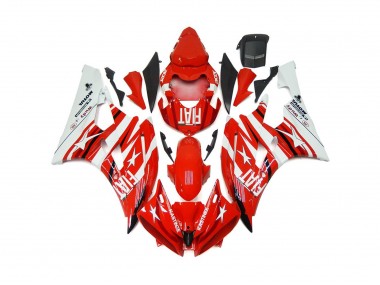 Aftermarket 2006-2007 Red and White Star Fiat Yamaha R6 Motorcycle Fairings