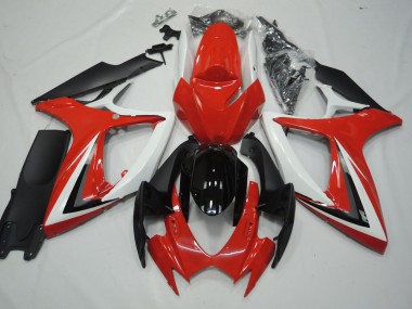 Aftermarket 2006-2007 Red and White Suzuki GSXR 600-750 Motorcycle Fairings