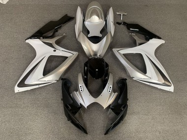 Aftermarket 2006-2007 Silver White OEM Style Suzuki GSXR 600-750 Motorcycle Fairings