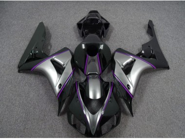 Aftermarket 2006-2007 Silver with Dark Purple Pin Stripe Honda CBR1000RR Motorcycle Fairings