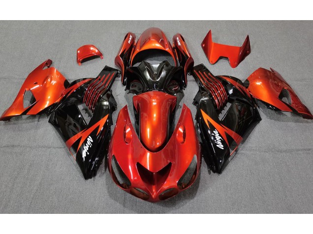 Aftermarket 2006-2011 Burnt Orange Black Kawasaki ZX14R Motorcycle Fairings