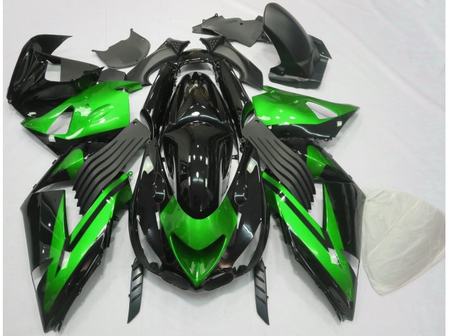 Aftermarket 2006-2011 Gloss Green and Black Plain Kawasaki ZX14R Motorcycle Fairings