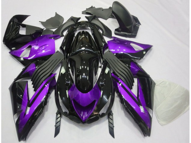 Aftermarket 2006-2011 Gloss Purple and Black Plain Kawasaki ZX14R Motorcycle Fairings