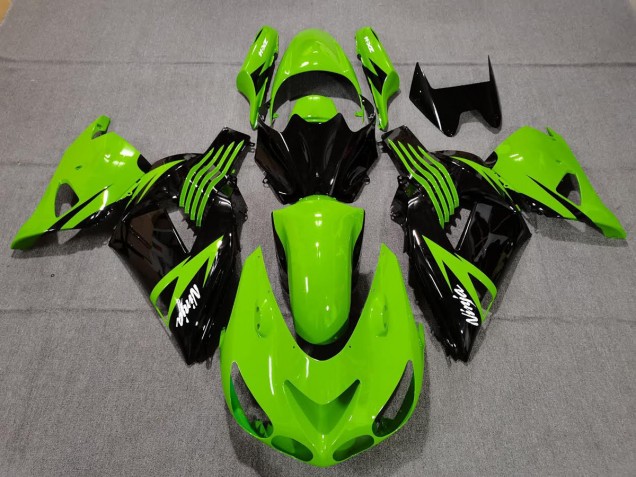 Aftermarket 2006-2011 Lime Green and Black Kawasaki ZX14R Motorcycle Fairings