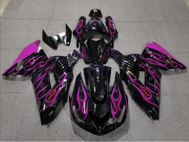 Aftermarket 2006-2011 Pink Flame Kawasaki ZX14R Motorcycle Fairings