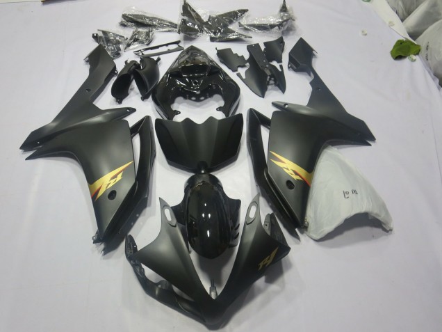 Aftermarket 2007-2008 Black and Gold Yamaha R1 Motorcycle Fairings