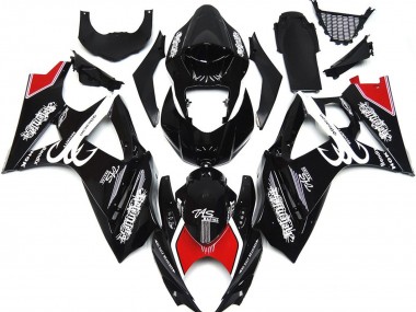 Aftermarket 2007-2008 Black and White with Red Skrib Suzuki GSXR 1000 Motorcycle Fairings