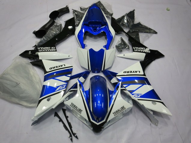 Aftermarket 2007-2008 Blue and White Yamaha R1 Motorcycle Fairings