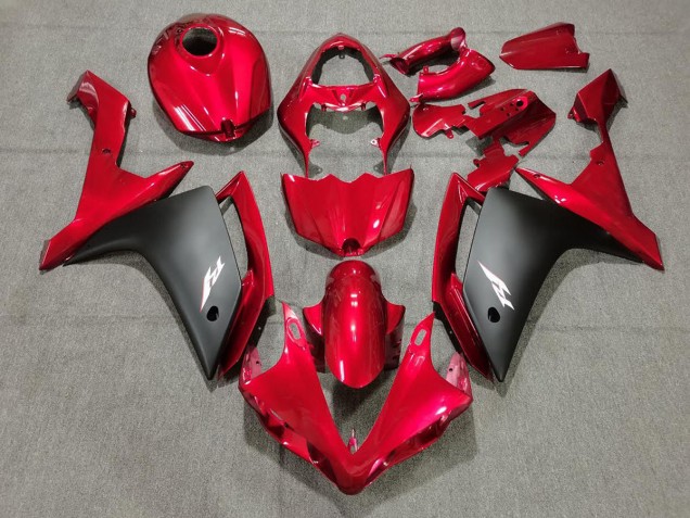 Aftermarket 2007-2008 Candy Red & Black Yamaha R1 Motorcycle Fairings