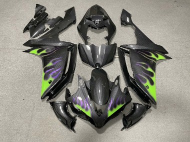 Aftermarket 2007-2008 Carbon Fiber Style with Flames Yamaha R1 Motorcycle Fairings