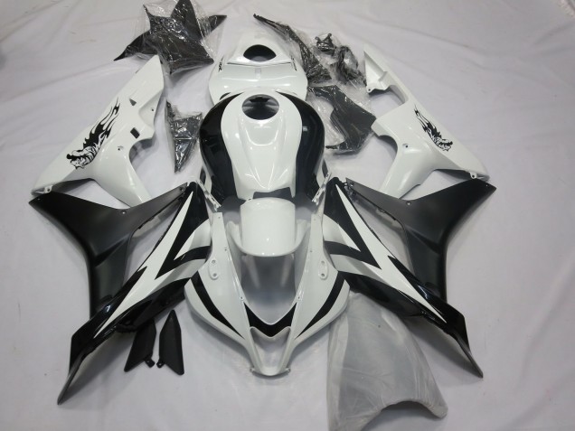 Aftermarket 2007-2008 Custom OEM Style White and Black Honda CBR600RR Motorcycle Fairings